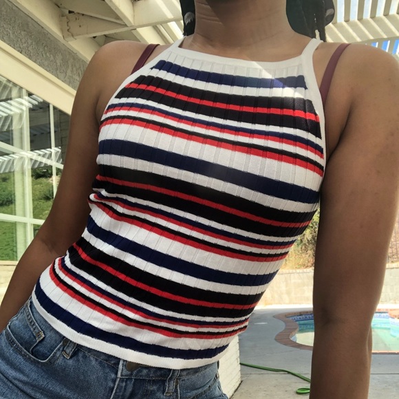 Striped Razor Neck Top - Picture 2 of 4